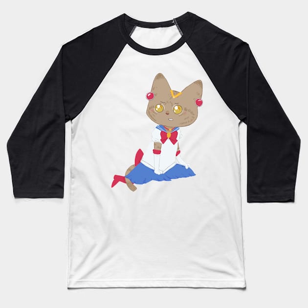 Sailor cat Baseball T-Shirt by bitingnclawing